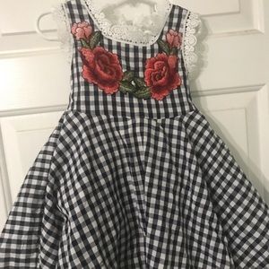 Trish Scully Floral Embroidered Plaid Dress 3T NWT